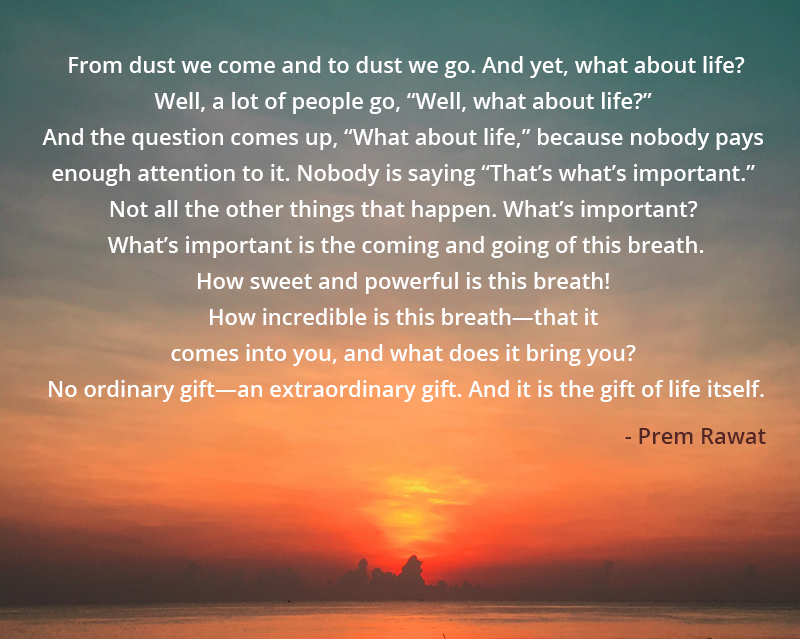 From dust we come and to dust we go. And… Prem Rawat